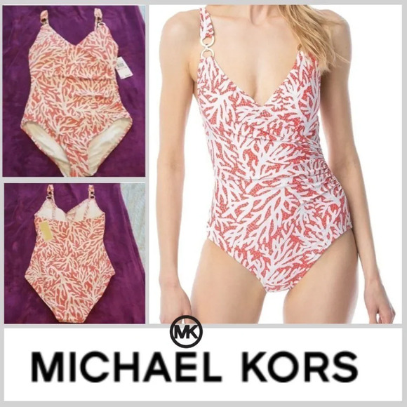 Michael Kors SZ 6 Coral One Piece Swimsuit - Picture 3 of 10